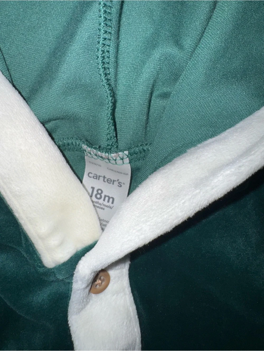 Carter’s Baby Elf Hooded Jumpsuit in Green Size 18 Months
